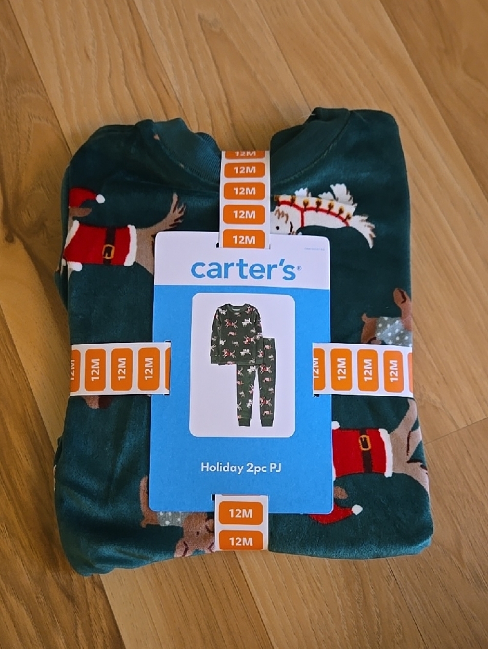 Carter's Green Holiday Reindeer 2-Piece Pajama Set